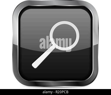 Bouton trouver. L'icône 3D noir en verre avec cadre en métal Illustration de Vecteur