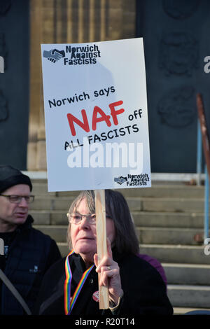 Norwich contre les fascistes ont organisé une contre-manifestation importante à l'unité britannique "reprendre le contrôle" pro-Brexit protester à l'échelle de la route. Norvégien Banque D'Images