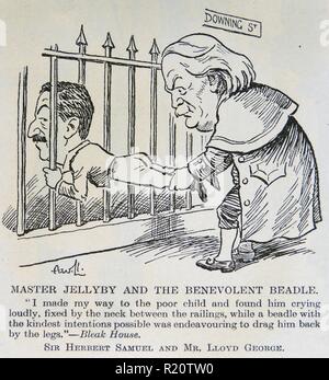 David Lloyd George (1863-1945) homme politique libéral gallois sauvetage Herbert Samuel (1870-1963) à partir de 10 Downing Street. La coalition de gauche Samuel MacDonald à la fin de 1932. Caricature de ''punch'', Londres, Banque D'Images