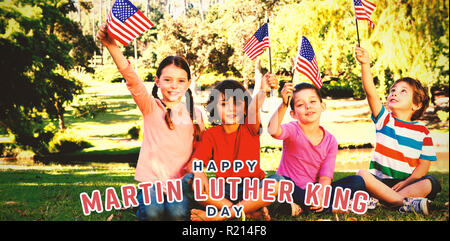 Image composite d'enfants holding american flag Banque D'Images