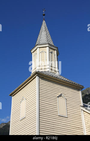 La Norvège, le comté de Hordaland. Odda clocher de l'église, ancien monument. Banque D'Images