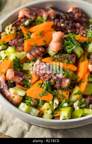 Salade de poulpe méditerranéen fait maison avec les légumes et la vinaigrette Banque D'Images