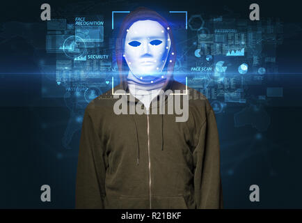 La vérification biométrique. L'identification de visage avec plusieurs points Banque D'Images