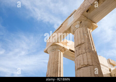Un détail du Parthénon sur l'acropole d'Athènes, Grèce Banque D'Images