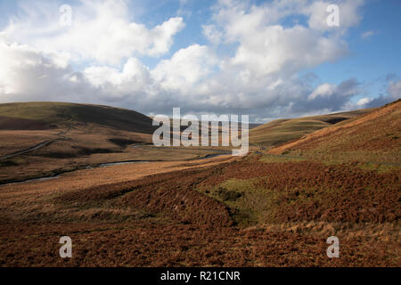 Paysage dans la vallée de l'Elan, Powys, Pays de Galles, Royaume-Uni. L'Elan Valley réservoirs sont une chaîne de lacs artificiels créés à partir de la mise à part de l'Elan et rivières Claerwen au sein de l'Elan Valley au milieu du Pays de Galles. Les réservoirs fournir de l'eau potable pour l'Ouest des Midlands de l'Angleterre. Banque D'Images