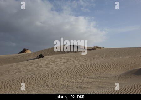 En fin d'après-midi, soleil bas, avec du sable et de textures dans le parc naturel de Corralejo, Fuerteventura, Îles Canaries, Espagne,. Banque D'Images