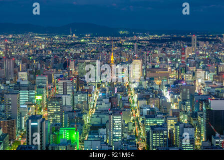 Vue de nuit avec nagoya Nagoya au Japon tour Banque D'Images