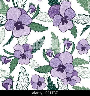 Pansy fond blanc motif vectoriel continu. Illustration de Vecteur