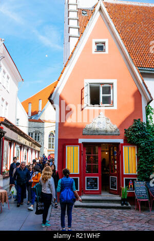 La plus petite maison dans la vieille ville médiévale. Tallinn, Tartu, Estonie, de comté des États baltes, l'Europe. Banque D'Images