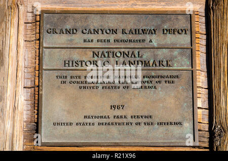 Grand Canyon Railway Depot, le Parc National du Grand Canyon, Arizona USA Banque D'Images