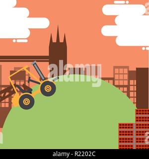 Chariot élévateur hill ville construction briques vector illustration Illustration de Vecteur