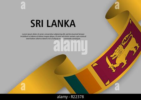 Forme bandeau avec pavillon de Sri Lanka, modèle pour le jour de l'indépendance drapeau. vector illustration Illustration de Vecteur