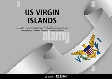 Ruban ondulant avec le drapeau de Îles Vierges des États-Unis, modèle pour le jour de l'indépendance drapeau. vector illustration Illustration de Vecteur