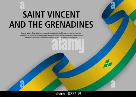 Forme bandeau avec pavillon de Saint Vincent et les Grenadines, modèle pour le jour de l'indépendance drapeau. vector illustration Illustration de Vecteur