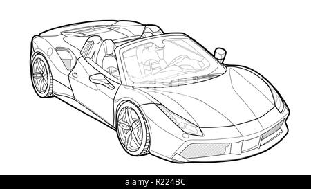 Dessiner un vecteur de télévision sport car avec des lignes noires. Illustration de Vecteur