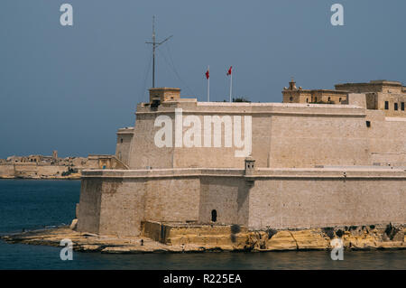 Fort St Angelo, jour Il-Birgu , vue de La Valette, Malte Banque D'Images