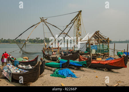 Les filets de pêche, fort Cochin, Kerala, Inde Banque D'Images