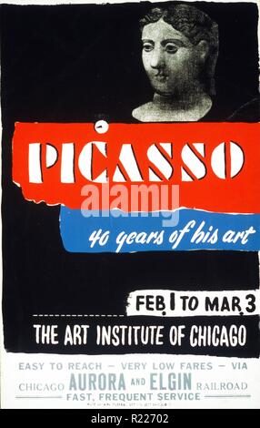 Affiche pour l'exposition d'art d'art de Pablo Picasso Le 1 février à Mars 3 à l'Art Institute de Chicago. 1939 Banque D'Images