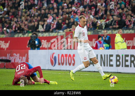 Gdansk, Pologne. 15 novembre, 2018. Matej Vydra Kamil Grosicki (20) (11) au cours de l'international football match amical entre la Pologne et la République Tchèque au stade Energa à Gdansk, Pologne le 15 novembre 2018 Crédit : Grzegorz Brzeczyszczykiewicz/Alamy Live News Banque D'Images