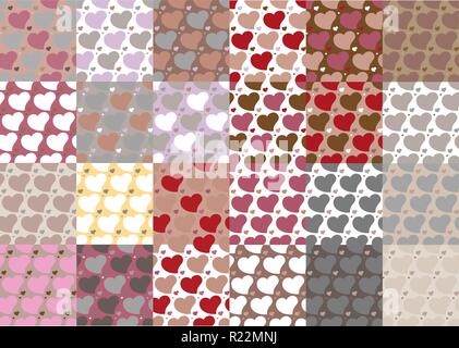 Les modèles sans couture coeurs mis vingt quatre pour le web et print design dessin animé télévision coeur romantique créative , soft pastel te géométrique numérique moderne Illustration de Vecteur