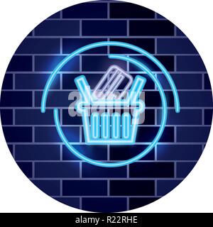 Panier en ligne par carte bancaire mur brique néon vector illustration Illustration de Vecteur