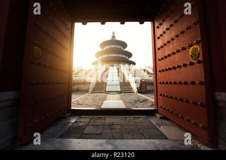 Incroyable et magnifique temple Beijing - Temple du Ciel à Beijing, Chine. Salle de Prière pour les bonnes récoltes. Banque D'Images
