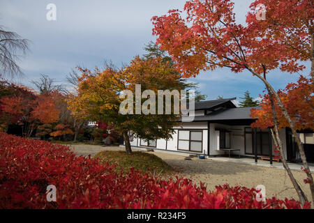 Une belle maison traditionnelle Samouraï japonais le long de la rue Bukeyashiki dans Hunshu Perfecture Kakunodate, Japon, pic induring la couleur de l'automne. Banque D'Images