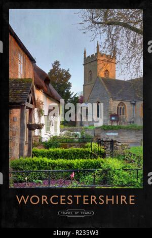 Vintage poster style ferroviaire avec de marques et finition peinture Banque D'Images