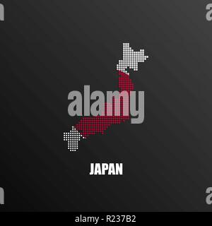 Illustration Vecteur de résumé carte demi-teinte du Japon fait de pixels carrés avec les couleurs du drapeau national japonais pour votre graphique et web design Illustration de Vecteur