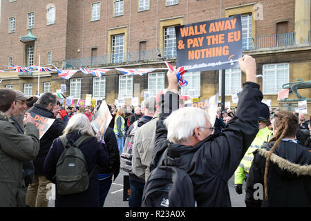 L'unité britannique "reprendre le contrôle" pro-Brexit de protestation. Norwich contre les fascistes a organisé une grande contre-manifestation. Norwich, UK 10 Novembre 2018 Banque D'Images