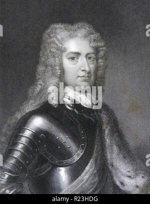 John Churchill, 1er duc de Marlborough (1650-1722) droit, et le prince Eugène de Savoie, la reconnaissance au cours de la guerre de Succession d'Espagne (1701-1714). Banque D'Images