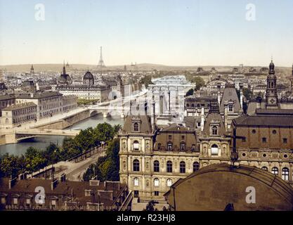 Panorama des sept ponts, Paris, France Banque D'Images