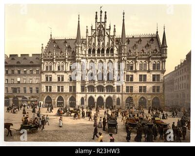 Nouvel Hôtel de Ville, Munich, Bavière, Allemagne 1890 Banque D'Images