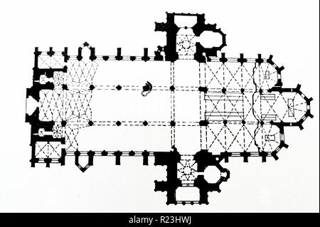 La Cathédrale Saint-Étienne plan d'étage. La Cathédrale est l'église mère de l'Archidiocèse de Vienne et le siège de l'Archevêque de Vienne. En date du 12e siècle Banque D'Images