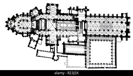 La cathédrale de Canterbury plan d'étage. La Cathédrale de Canterbury à Canterbury, Kent, est l'un des plus anciens et des plus célèbres structures chrétienne en Angleterre fondé en 597. En date du 12e siècle Banque D'Images