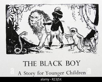 Un garçon noir. Une histoire pour les jeunes enfants. L'histoire de Little Black Sambo est un livre pour enfants écrit et illustré par Helen Bannerman, et d'abord publié par Grant Richards en octobre 1899 Banque D'Images