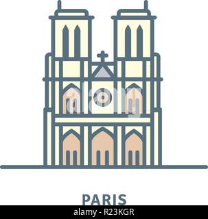 L'icône de la ligne de Paris. Cathédrale Notre-Dame de l'illustration vectorielle. Illustration de Vecteur
