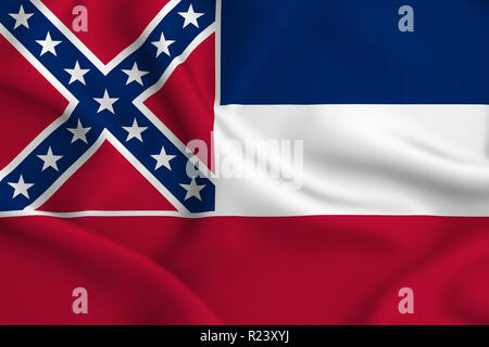Mississippi Waving Flag 3D illustration. La texture peut être utilisé comme arrière-plan. Banque D'Images