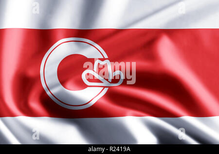 Alberta Calgary, gesticulant, 3D illustration avec drapeau gros plan des réflexions. Utilisable pour l'arrière-plan et la texture. Banque D'Images