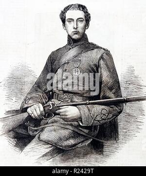 Gravure de M. Edward Patron, le champion d'Angleterre. carabine Datée 1860 Banque D'Images