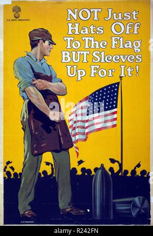 Affiche de propagande encourageant le travail acharné dans le cadre des efforts de guerre. Datée 1917 Banque D'Images