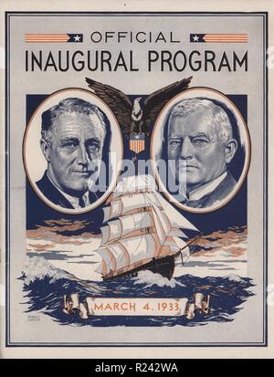 Programme inaugural de Franklin Roosevelt et John Garner, 4 mars 1933 Banque D'Images