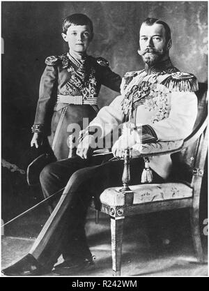 Le Tsar Nicolas II de Russie et de Tsarévitch Alexis en 1914 Banque D'Images