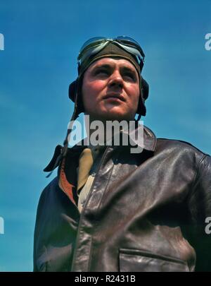 Portrait d'un pilote de bombardier américain YB-17, mai 1942 Banque D'Images