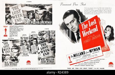 Le week-end perdu est un film américain de 1945 réalisé par Billy Wilder et avec Ray Milland et Jane Wyman Banque D'Images