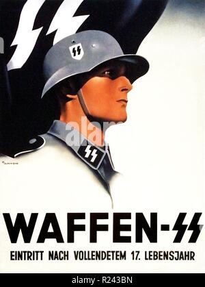 Waffen SS. La propagande nazie 'affiche de recrutement Inscrivez-vous à 17 ans ou plus" 1941 Banque D'Images