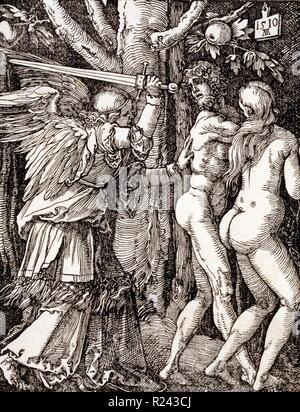 Petite Passion. L'expulsion du paradis 1510. Par Albrecht DA1/4rer (1471-1528). Datée 1510 Banque D'Images