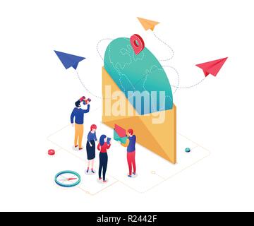 Email marketing - vector illustration isométrique colorée moderne Illustration de Vecteur