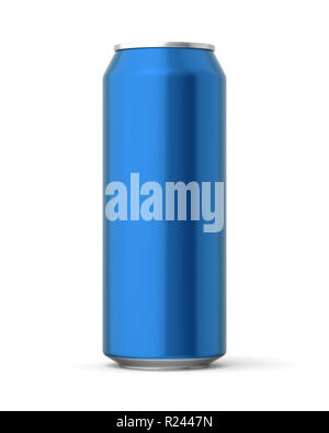 Rendu 3D bleu métal 500ml sur un fond blanc. Banque D'Images