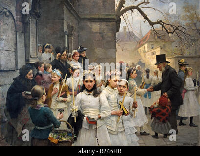 Après la première Communion1892 par Karl Frithjof Smith 19ème siècle,, Weimar, Allemagne, Allemand . Banque D'Images